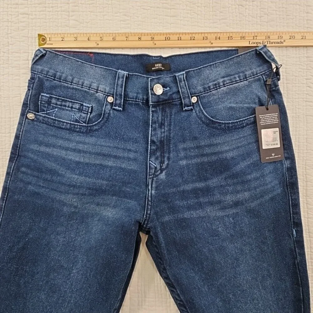 NWT True Religion Ricky Jeans Men's 34x34 Medium‎ Wash Relaxed Straight Leg NEW